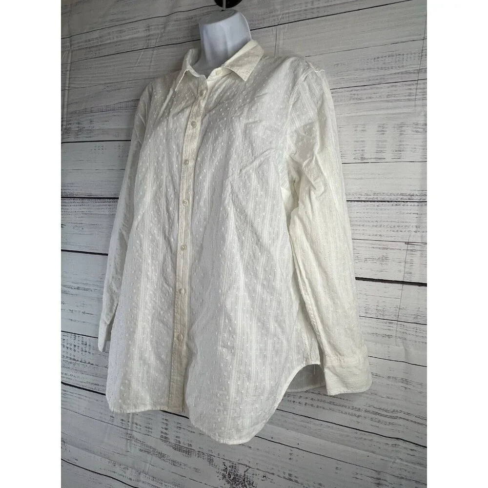 Talbots White Cotton Button Down Blouse Shirt Size XL Career Office Casual - Picture 4 of 14